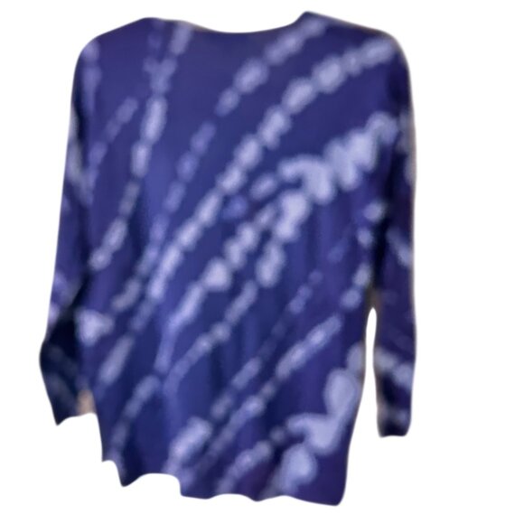 INC Size Petite Med Blue Tie Dye V-Neck Long Sleeve Lightweight Knit Top - Picture 8 of 9